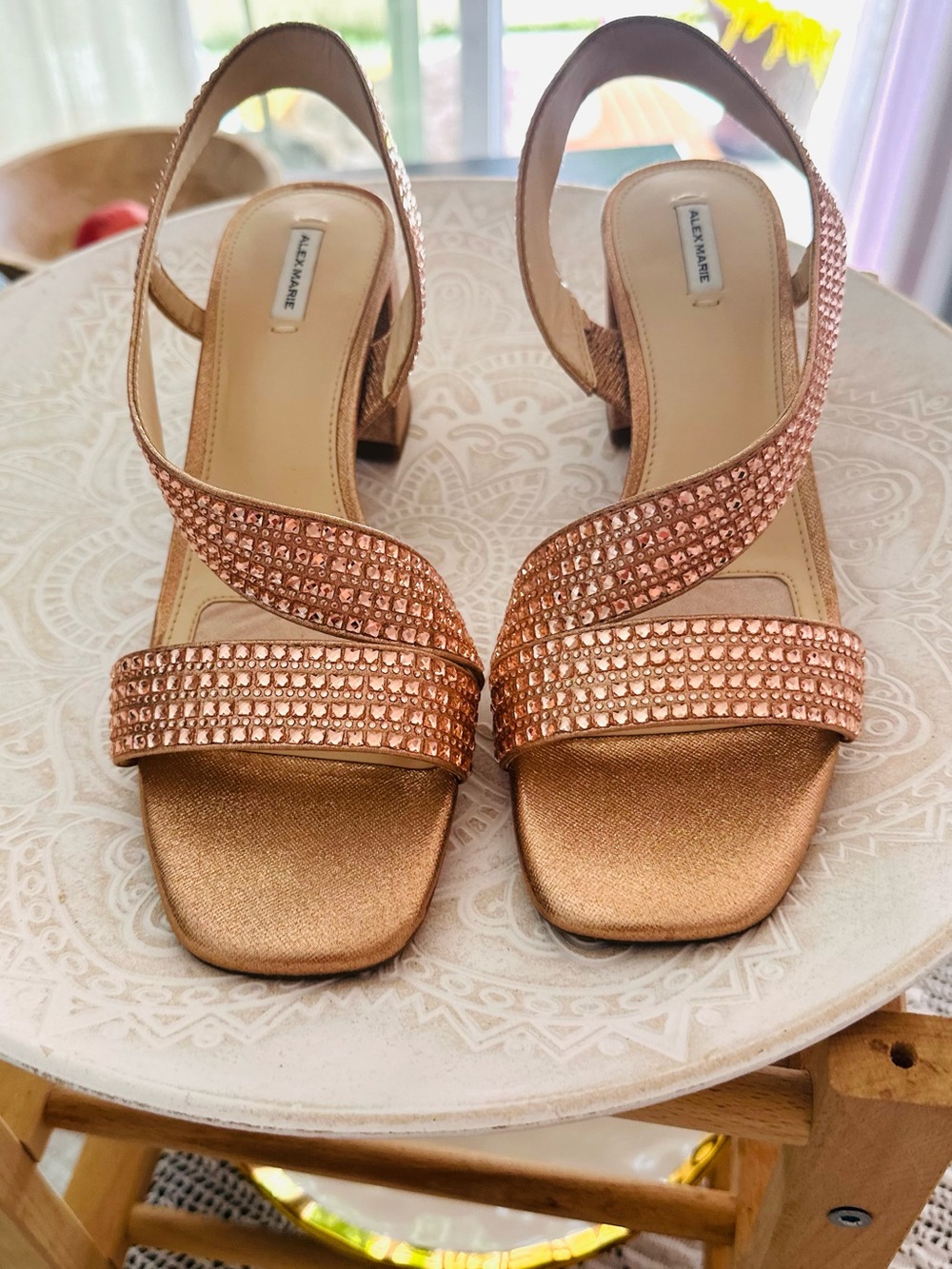 Alex Marie Rose Gold Crystal Slingback Sandals